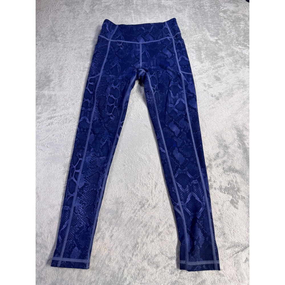 Victorias Secret Blue Snakeskin Print High Rise Pocket Leggings Size 8 7/8